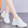 Spring Autumn Genuine Leather Women's White Shoes Sneaker Thick-Soled Casual Shoes Increased Women's Shoes Single Shoes