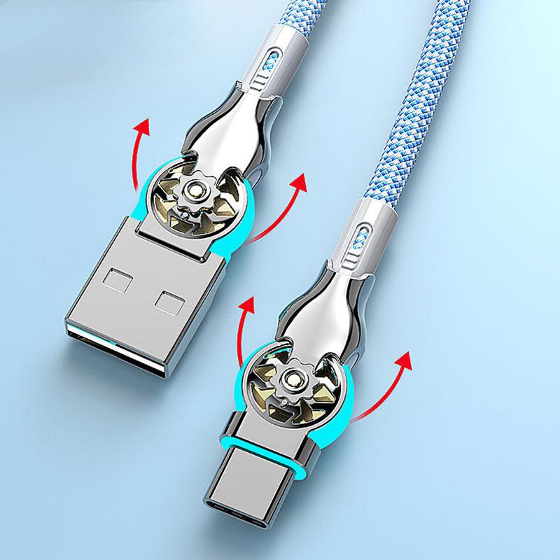 VAORLO Вращение на 180°, зарядный кабель Type-C, Super Chager, USB к Type-C, вращение с двумя портами для Xiaomi Huawei, нейлоновая линия Super Charge