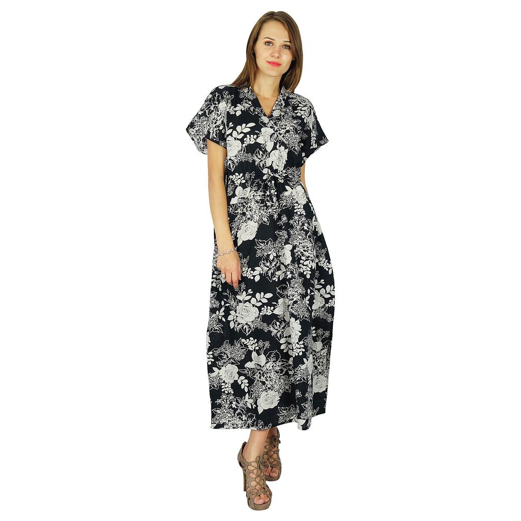 Floral Bohemian Phagun Cotton Caftan Dress Maxi Nightwear Kaftan