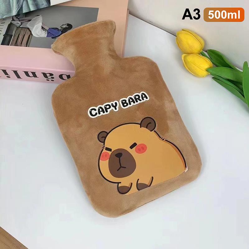 300/500/1000 мл Милая мультяшная капибара Бутылка для горячей воды Наполнение водой Маленькая портативная Студенческая грелка для рук Милый мягкий теплый мешок для воды