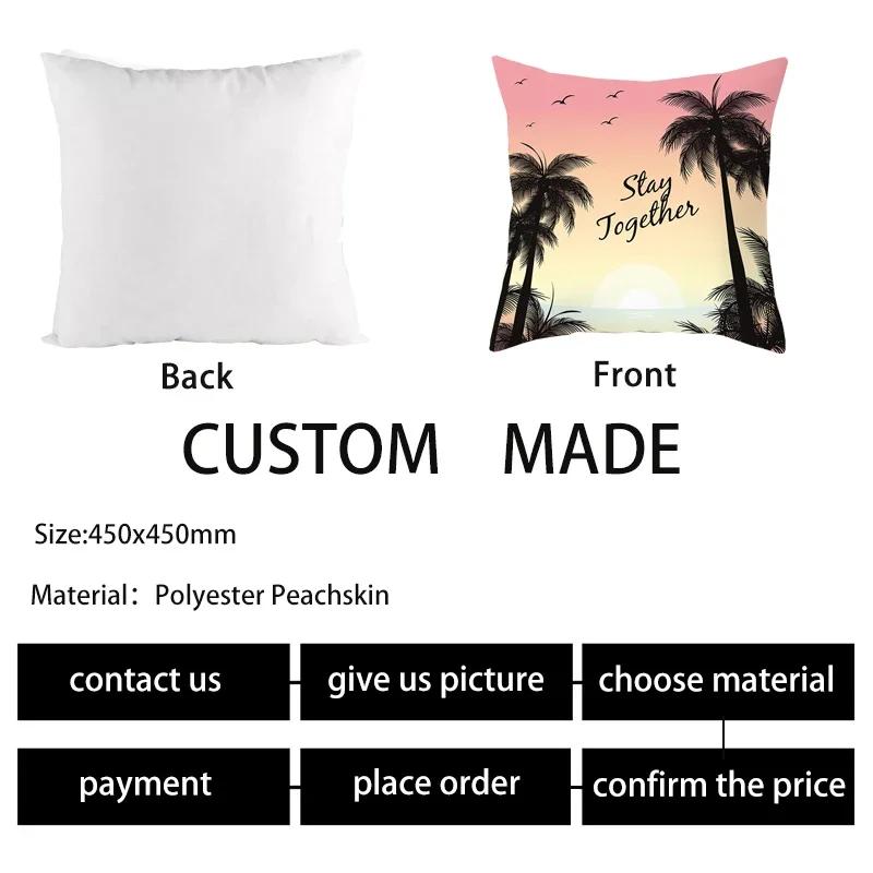 Summer Beach Pillowcase Palm Tree Leaves Plant Pillow Case Sofa Home Decoration Car Waist Throw Cushion Cover Custom Polyester