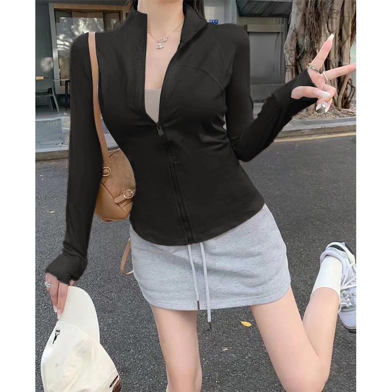 White quick-drying clothes women's 1011 new UV-proof yoga clothes stand-up collar slim jacket sunscreen clothes