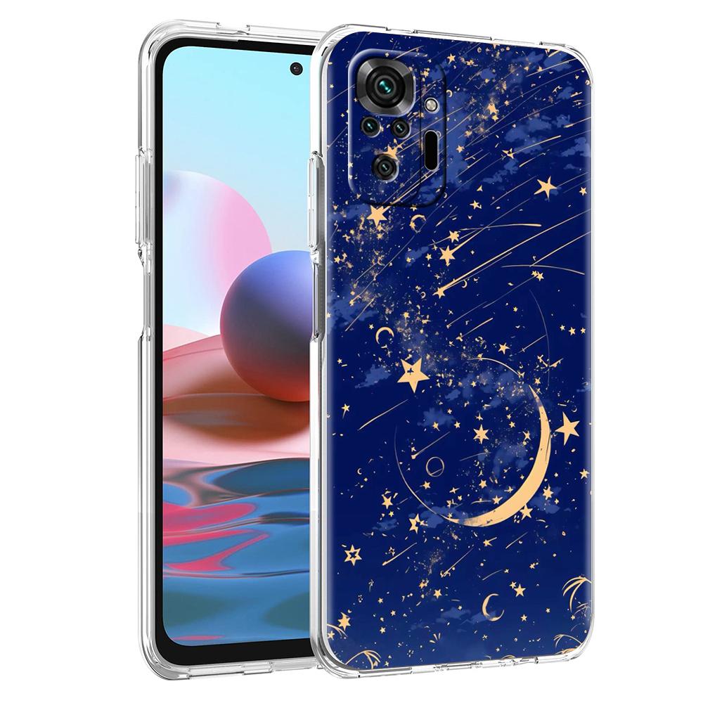 Прозрачный чехол для телефона для Redmi 14C 13C 10C 10 9 Note 13 12 11 K50 K40 Plus Pro 4G 5G Мягкий ТПУ Модный Рисунок Звездное Небо Звезды