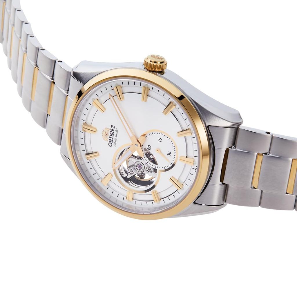 Orient Contemporary Автоматические часы с открытым сердцем Белые и Отечественная гарантия RN-AR0006S Мужские часы с полускелетонным дизайном, Золотые, от Производителя