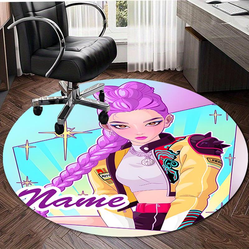 Personalized K-KPop Demon Hunters Round Chair Office Rug - Perfect for Mat, Office Chair & More - Ideal Gift for Birthdays and Holidays