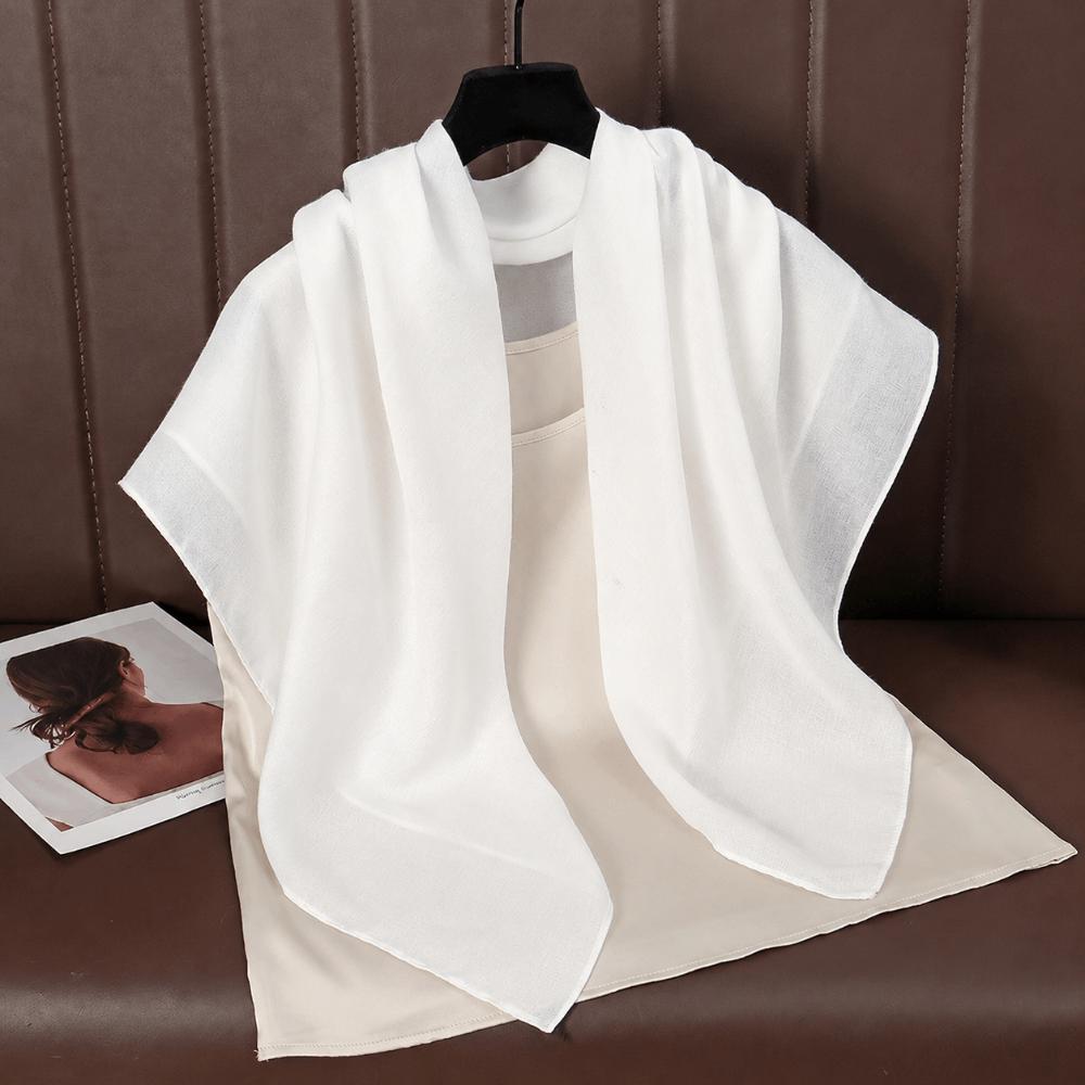 90x90cm Square Scarves Soft Female's Hijabs Fashion Cotton Linen Headscarf Bag Accessories