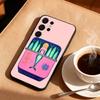 V-Винтажная консервированная сардина Чехол для телефона для Samsung S25,24,23,22,30,21,10,9,Ultra,Plus,Lite,FE Мягкий черный чехол