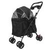 Foldable Pet Stroller Breathable Mesh with 2 Way Zipper Canopy Detachable Food Tray Cup Holder Travel Cat Dog Stroller