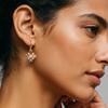 Nidin Multicolor Zircon Flower Hoop Earrings For Women Elegant Pearl Sunflower Dangle Ear Buckle Bridal Wedding Jewelry Gifts