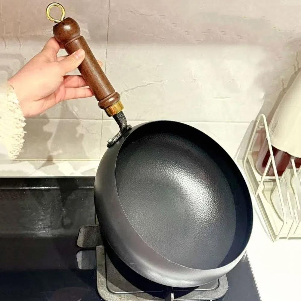 Китайский вок без покрытия, антипригарная кастрюля для супа, большая сковорода с круглым дном, кастрюля для тушения, для ресторана