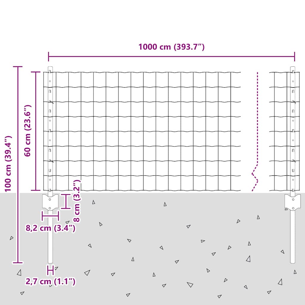 Welded Wire Fence 10 x 0.6 m (W x H)