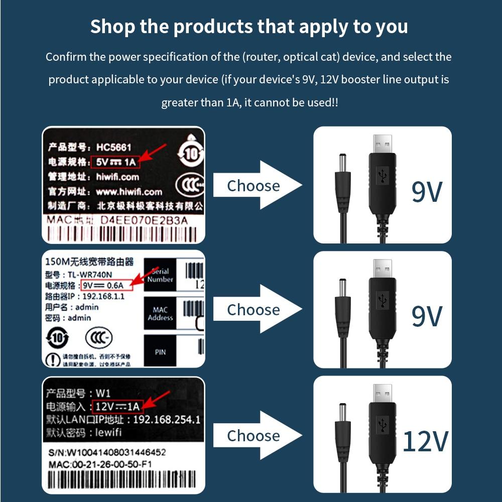 USB DC 5 В до 12 В 9 В Кабель питания USB к разъему постоянного тока Провод адаптера Usb Boost Кабель питания Разъем для маршрутизатора 2,1x5,5 мм через Powerbank YSL