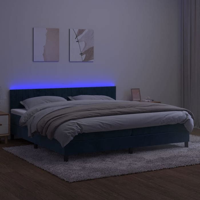 Maison Exclusive - Sommier à lattes de lit avec matelas LED Bleu foncé 200x200 cm