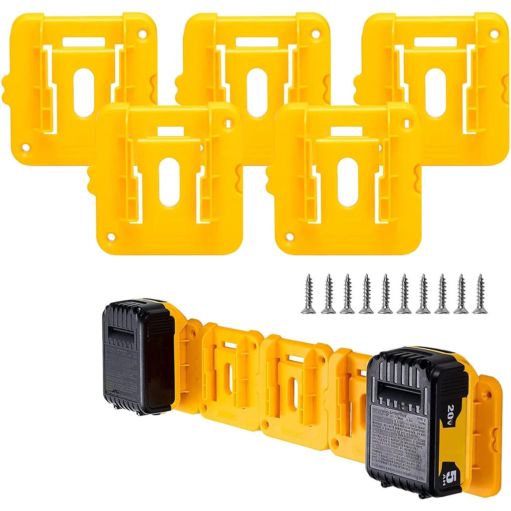New 5Pcs Battery Holder Compatible with 20V Battery Plastic Lithium Battery Dock Holder Heavy Duty Battery Mount Hanger