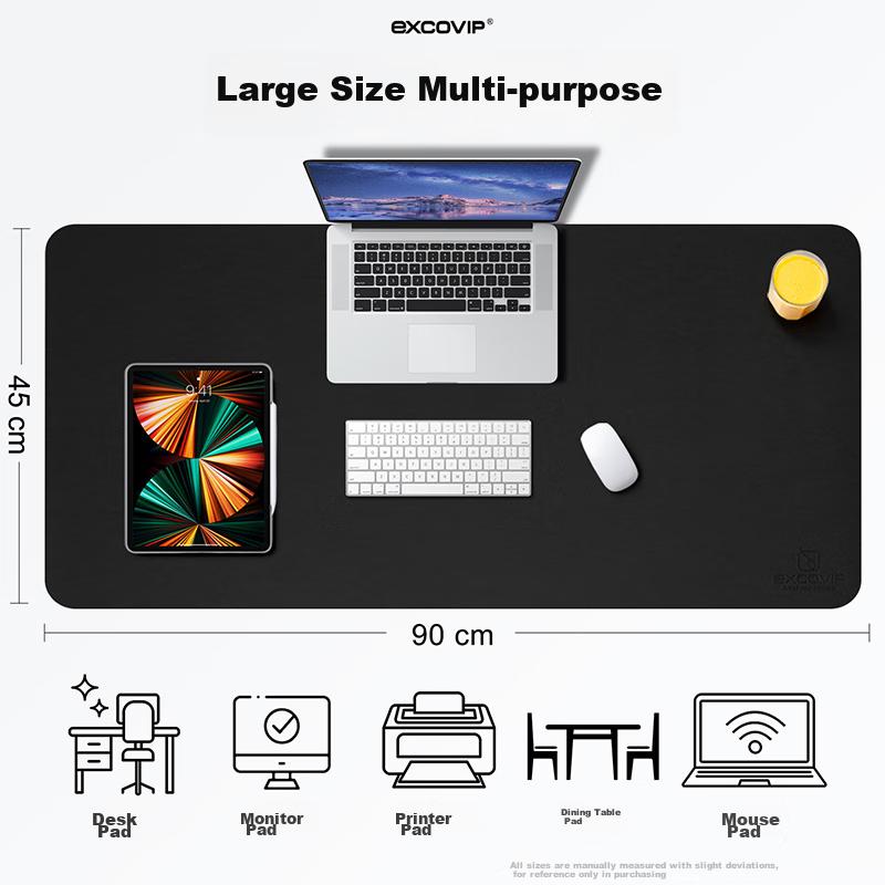 90x45 Mouse Pad, Extra Large Desk Mat, Waterproof Leather Desk Pad, Computer Mat, Keyboard Leather Tablecloth, Double-Sided Mat, Black 3764
