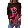Women's 3d Printed Butterfly Flash T-shirt Fashion Long Sleeve Round Neck Regular Top Holiday Weekend Spring and Autumn Wear
