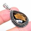 Smoky Topaz Gemstone 925 Sterling Silver Jewelry Pendant 1.89" d7S62