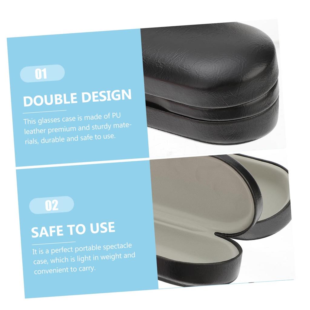 Holibanna Двойной Кожаный Чехол для Очков для Путешествий Легкий Держатель для Солнцезащитных и Очков Черный Чехол, Коробка, Органайзер, Дизайн,