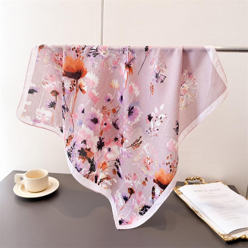 Горошек Стиль Елочка Узор Хлопок И Лен Маленький Квадратный Шарф Шелковый Шарф Имитация Бархата Головной Платок Шаль Шарф для Защиты от Солнца Женский Шарф