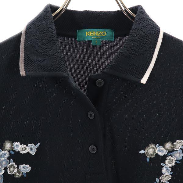 KENZO GOLF 90-е Старая Рубашка поло с длинным рукавом 2 Темно-синий Женская Б/У