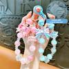 Kawaii Phone Chain With Gasket Patch Bowknot Beads Charm Anti-Lost Wrist Strap Earphone Case Pendant Bag Decor