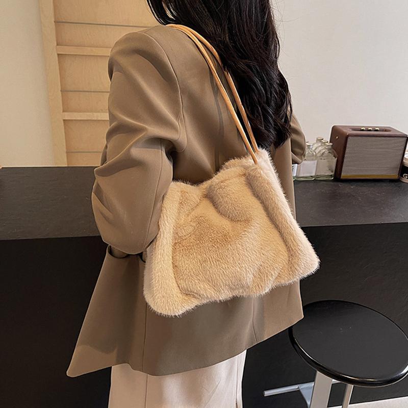 Новая плюшевая сумка-ведро для осени и зимы, женская высококачественная текстурная нишевая дизайнерская сумка-тоут для通勤