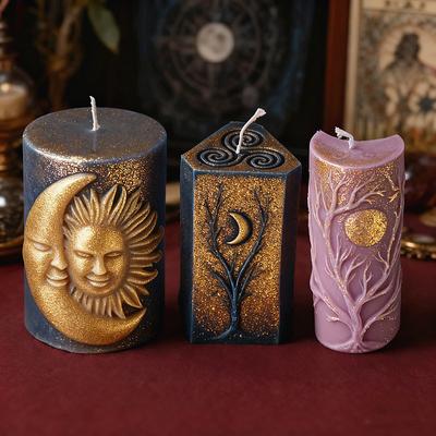 3D Форма-цилиндр с узором Солнца и Луны, Форма-столп Зодиака из силикона для свечей, Инструмент для изготовления свечей из эпоксидной смолы, ароматического гипса, для домашнего декора