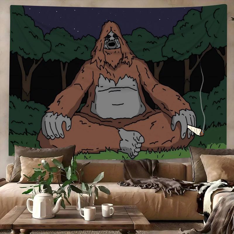 VIKAMA Fun Bigfoot Monster Wall Tapestry Indoor Wall Hanging Decor Living Room And Bedroom Home Decoration