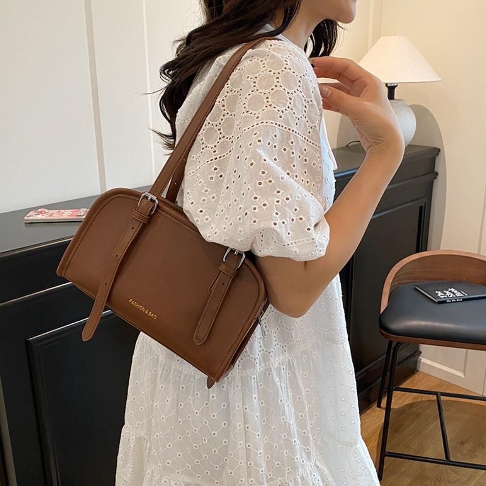 Underarm Boston Bag Korean Style PU Leather Handbag Trendy Single Shoulder Bag Girls