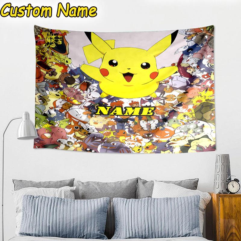 Custom Name Tapestry Pika Tapestry Room Decoration Wall Hanging for Living Room Bedroom, dormitory, Birthday and Christmas gifts