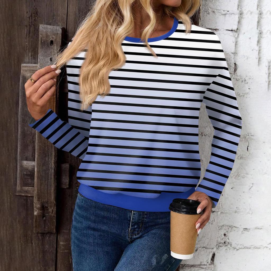 Женский модный повседневный топ с длинными рукавами и принтом, открытыми плечами и круглым вырезом