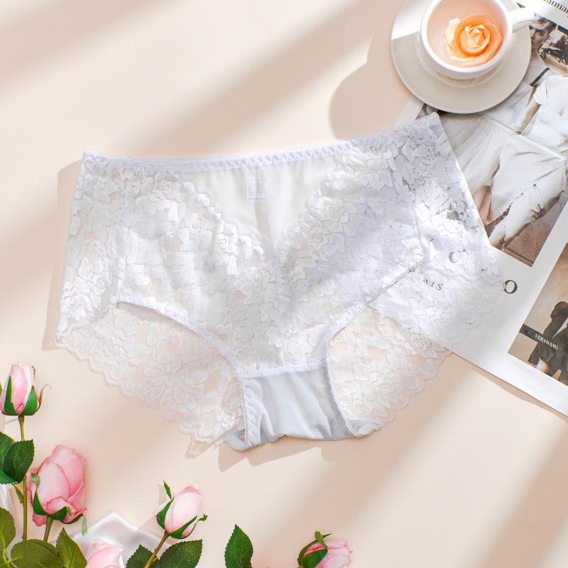 Женские сексуальные красные кружевные трусики больших размеров с цветочной сеткой - мягкое, дышащее и удобное нижнее белье с высокой талией