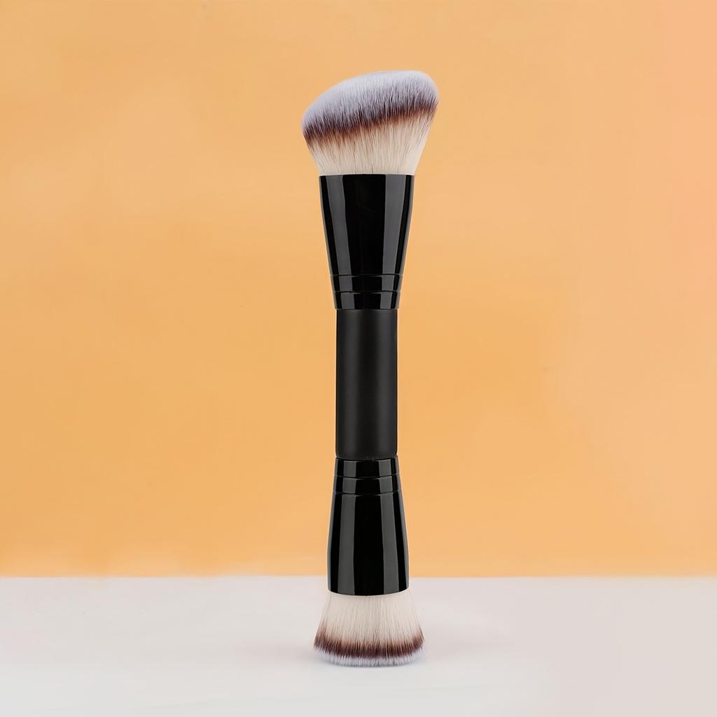 Dual-Ended Makeup Brush for Foundation, BB Cream, and Concealer - Soft Nylon Bristles, ABS Handle, Versatile Beauty Tool for All Skin Types