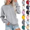 Повседневная Удобная Свободная Женская Толстовка Colorblock с Длинным Рукавом и Круглым Вырезом Легкий Пуловер