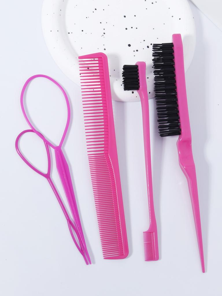 5-piece/set Styling Double-sided Hair Cutting Comb Double-sided Edge Brush Weaving Tool Ring Set Special for Real Hair Wigs