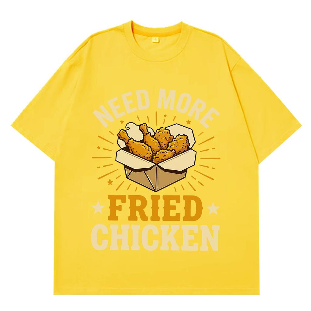 Funny Fried Chicken Need More Crispy Chicken Graphics Tshirt Unisex Unisex Loose and Casual Tshirt Summer Hiphop Cotton Tshirts