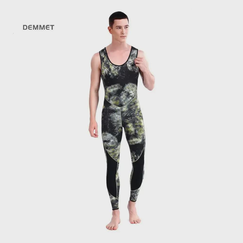 Camouflage 5mm Two-Piece Long-Sleeve Diving Suit - Thick & Warm for Winter Swimming and Spearfishing