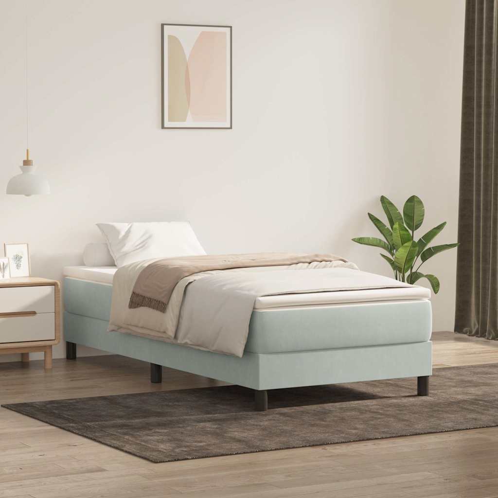 Łóżko Box Spring Bez Materaca Jasnoszary 80X220 Cm Aksamit