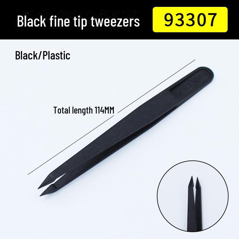 Набор антистатических пинцетов из углеродного волокна: Черный пластик, заостренные, плоские, угловые и круглые головки