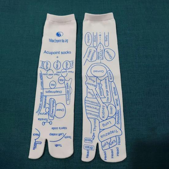 1 Set Massage Mid-calf Socks with Massage Stick Serenity Steps Legible Foot Acupuncture Point Printed Elastic Massage To Promote Circulation Beginner
