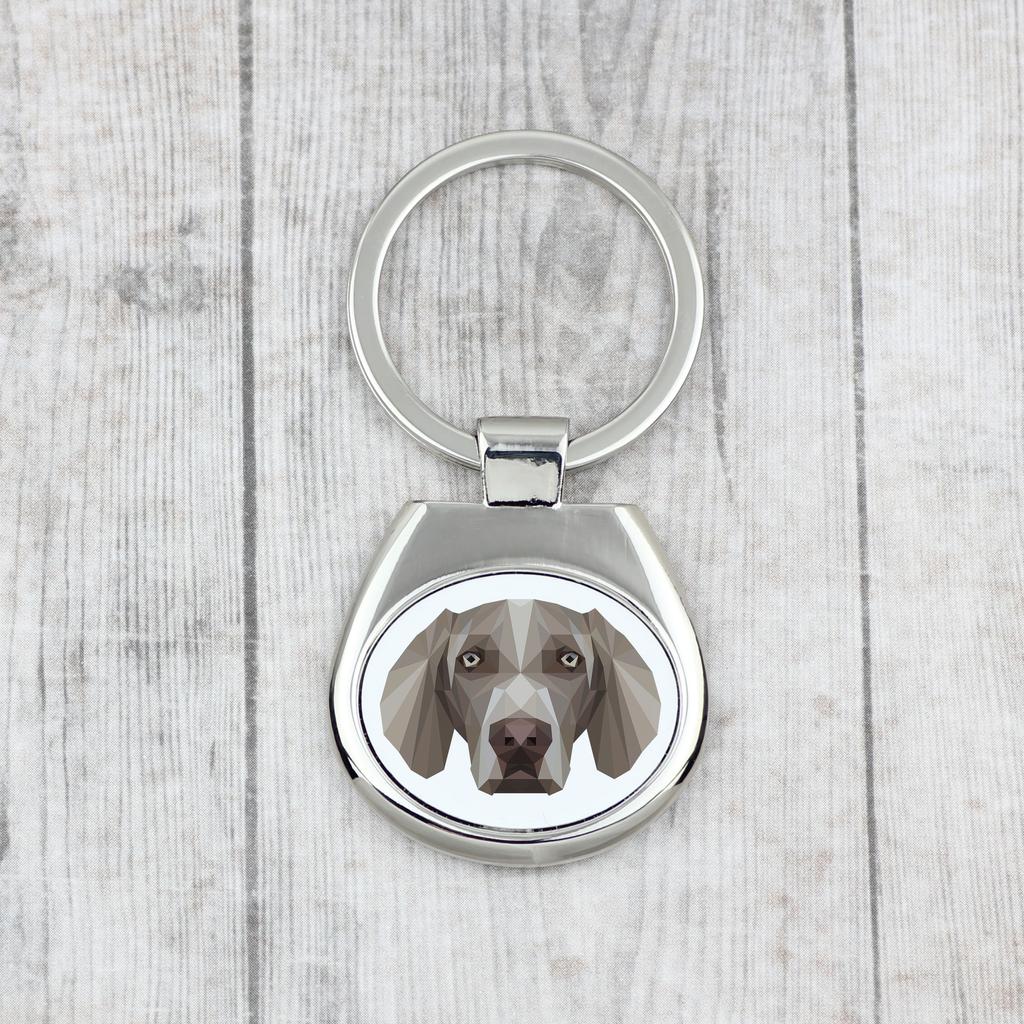 Wyżeł Weimarski, Weimaraner -Geometryczny Brelok Breloczek Ze Zdjęciem I Napisem Art-Dog
