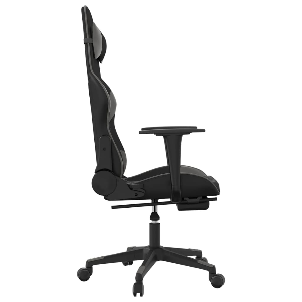 Gaming Chair with Footrest Black and Gray Artificial Leather