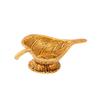 Leaf Shaped Diya In Metal Antique Golden