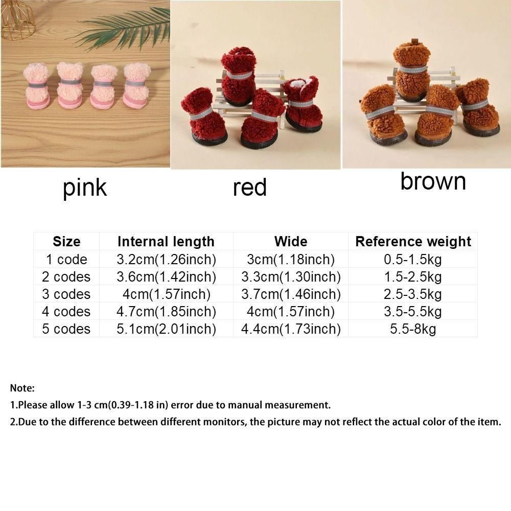 4 шт./комплект Теплые хлопковые ботинки для собак Противоцарапающиеся Зимние ботинки для собак Утепленные снежные ботинки для собак Для улицы