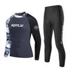 Mens UV Protection Rash Guard Set Long Sleeve Top Pants Quick Dry Wetsuit Surfing Diving Swimming