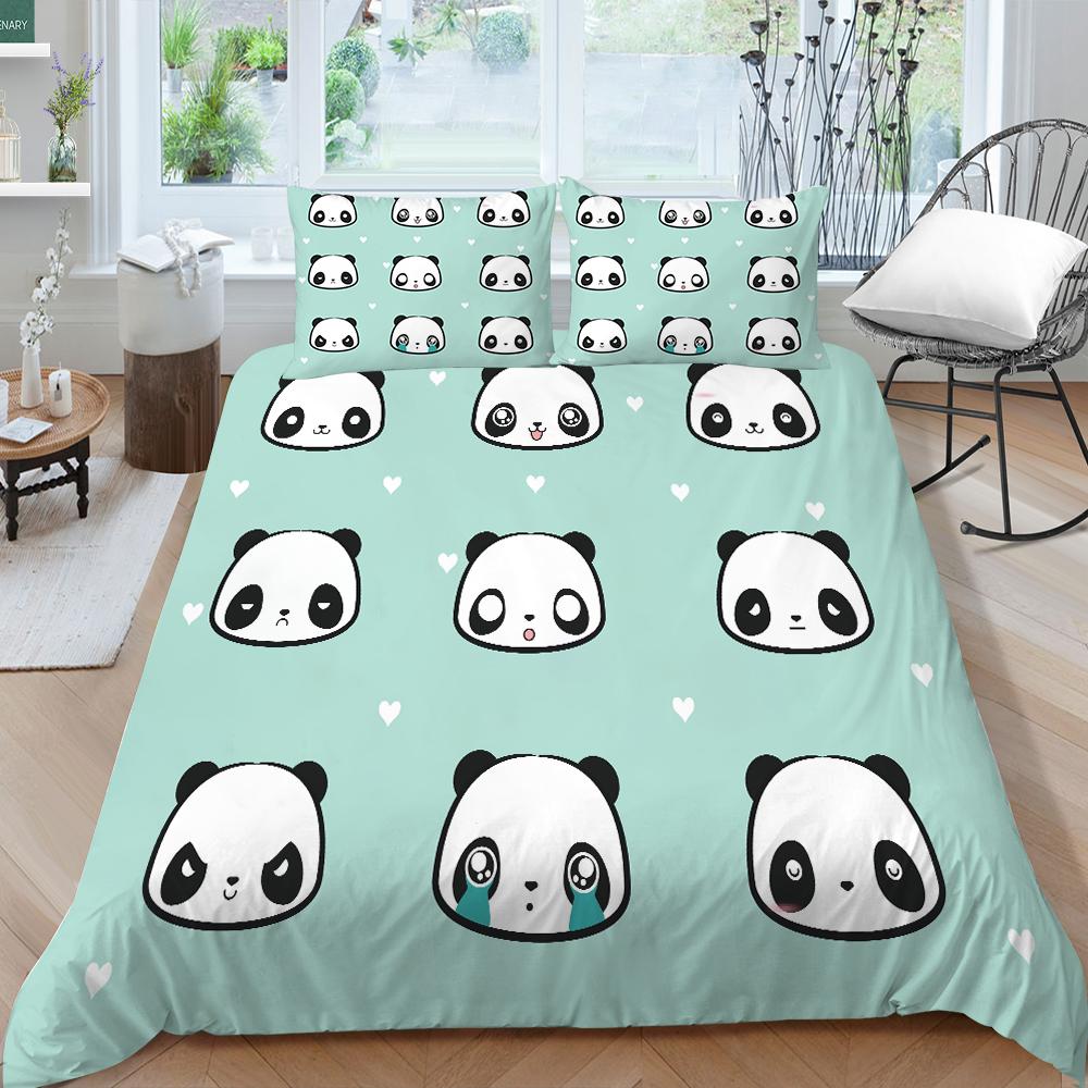 Panda Duvet Cover Queen Size Bedding Bamboo Home Textiles Children Boy Girl with Pillowcase Highend Bedding Cover