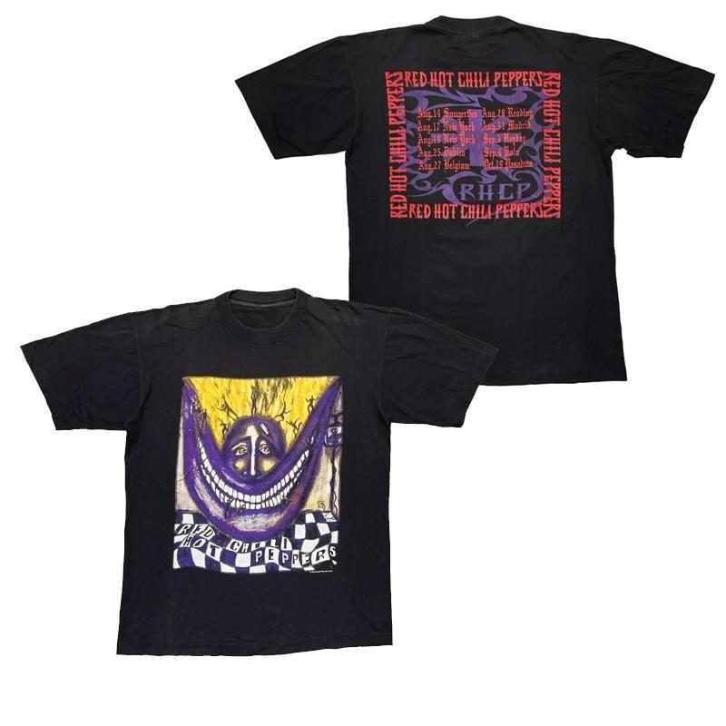 Винтажные футболки 80-х годов Red Hot Chili Peppers, винтажные свободные мужские и женские футболки, одежда оверсайз, футболка из хлопка с коротким рукавом