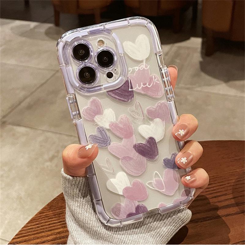 Прозрачный чехол Graffiti Love для iPhone 16, 15, 14, 13 Pro и Pro Max — защита от падений, мягкий, японский и корейский дизайн, идеально подходит для девочек