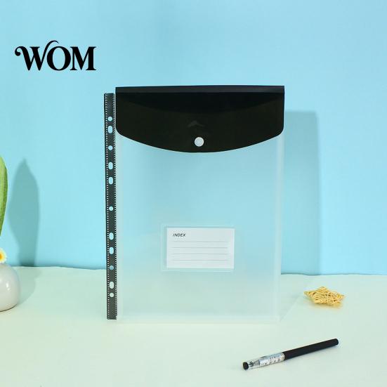 Dustproof Document Holder 11 Hole Binder Pockets for A4 Binders, Plastic Expanding File Folders Organizer with Snap Closure & Transparent Label Slot,