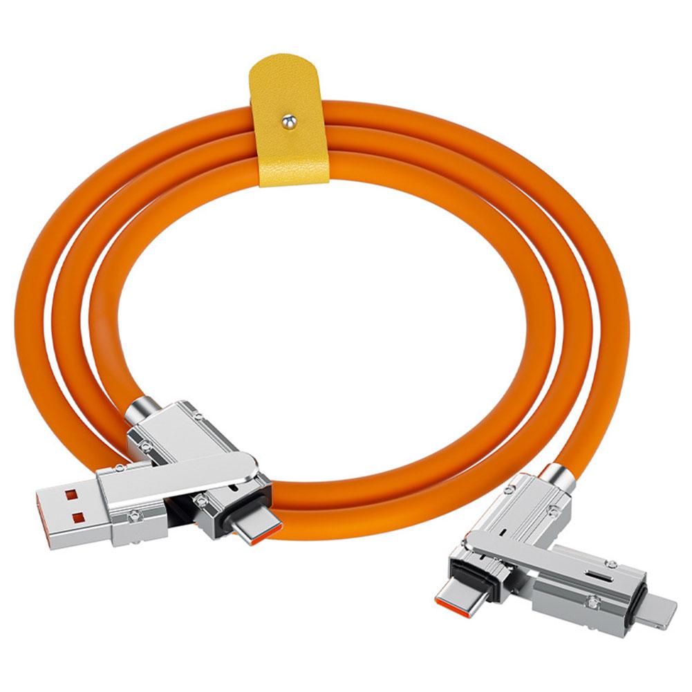 4 в 1 100 Вт кабель для быстрой зарядки USB Type C 480 Мбит/с жидкий для iPhone Data Tran K6O9